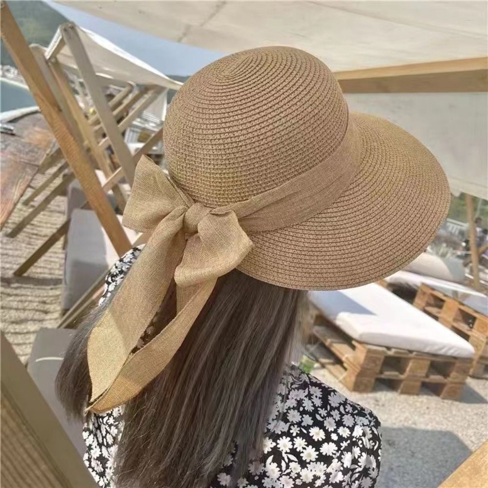 Bowknot Sun Hat Summer Breatha - Bucket Hat Straw 评论和价格