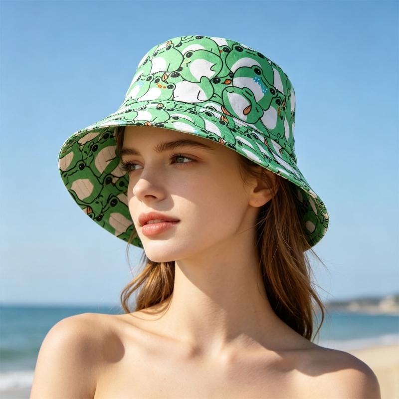 A52E Frogs Print Bucket Hat So - Packable Hat Nylon 评论和价格