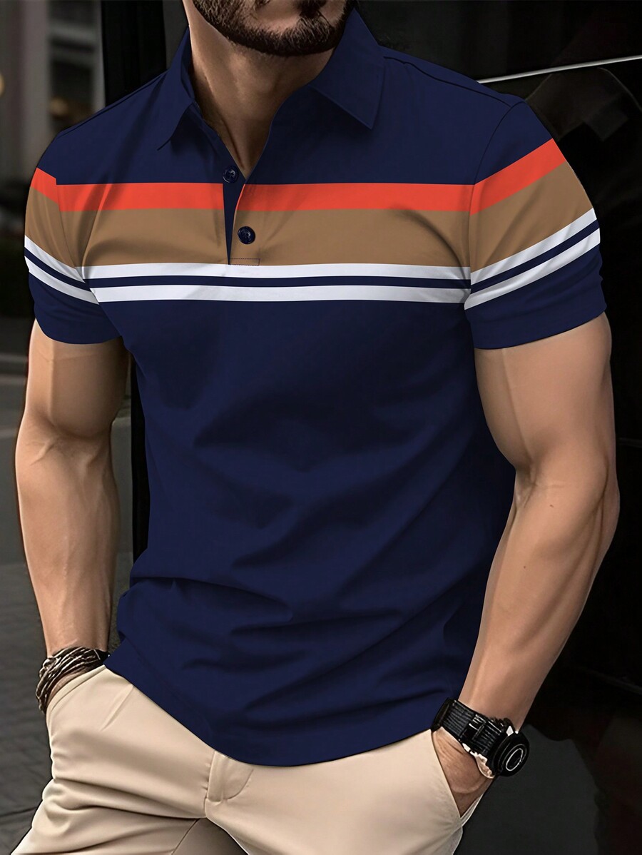 Calvornis Men Color Block Shor - Polo Shirt Pique 评论和价格