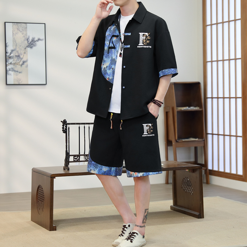 Summer Men's 2-Piece Kimono Se - Resort Shirt Floral 评论和价格
