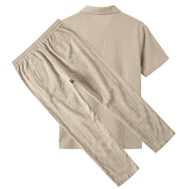 Men's 2 Piece Polo Set Short S - Short Linen Drawstring 评论和价格